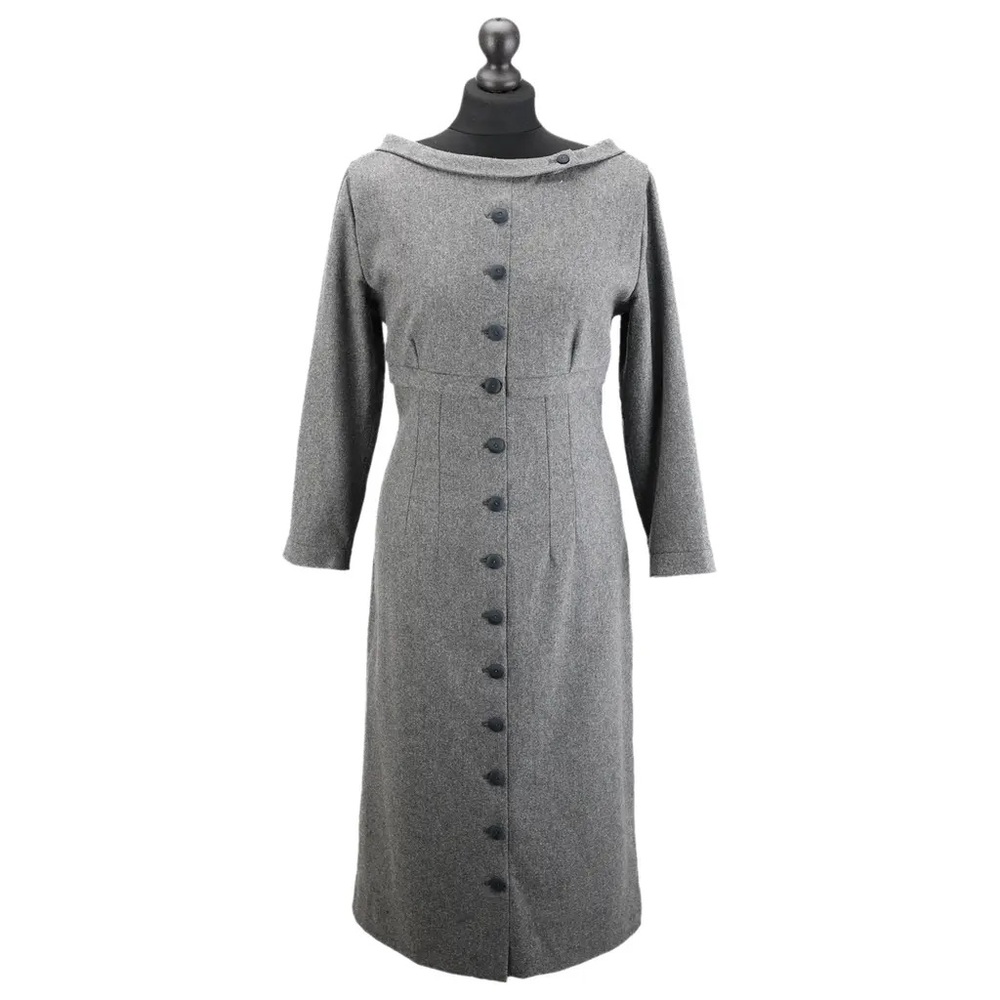 MARC JACOBS wool 50s style pin-up button dress, grey winter dress 10 L